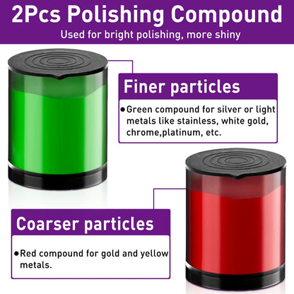 114 PCS Polishing Kit with 2Pcs Polishing Compound for Dremel, Abrasive Buffing Wheels Polishing Bits for Rotary Tool Accessories with 1/8 Inch Shank, Sanding Kit for Metal Wood Watch Jewelry Brass