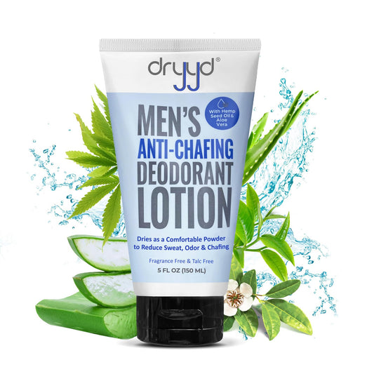 DRYYD Ball Deodorant For Men, 5oz Tube, Aluminum Free Chafing Balls Powder Lotion, No Talcum Powder, Hemp Seed Oil, Reduce Odor & Sweaty Groin Itch Cream, Fresh Ball & Butt, Unscented, Gift for Men