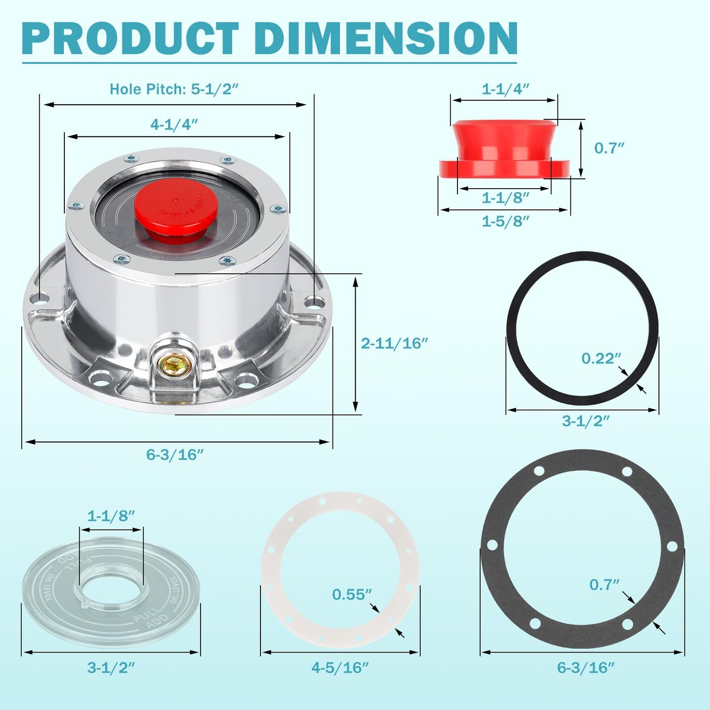 CheeMuii 4 Pack 343-4009 Trailer Hub Caps with Oil Window Cover Kit 4 Set 3434009 Aluminum Hubcaps for Trailer Axle with Extra Rubber Plugs Replace for Stemco 343-4009 359-5990