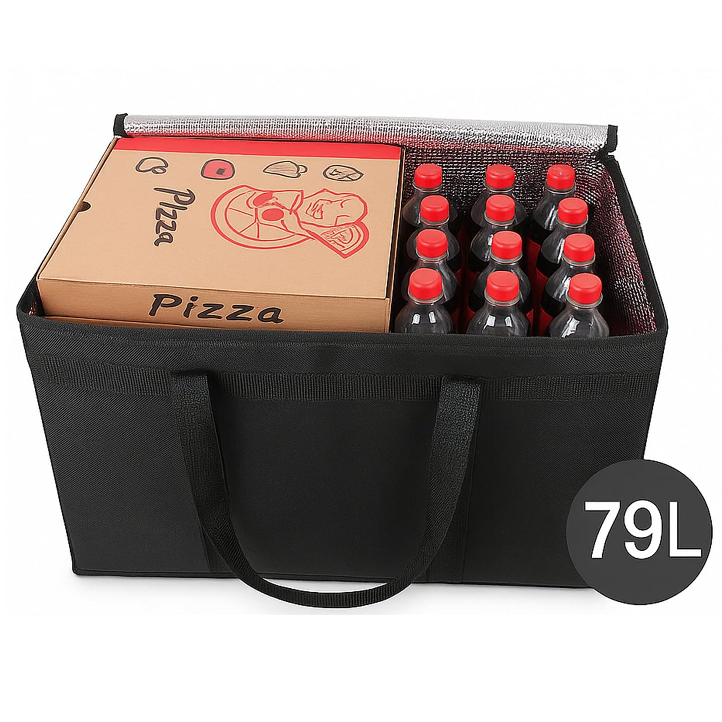 Bodaon Insulated Food Delivery Bag With Hard Bottom, XXXL Pizza Cooler Bags, Grocery Shopping and Catering Thermal Cold/Hot Styrofoam Carrier for Doordash/Travel/Car, Dashers Door Dash Accessories