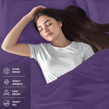 Utopia Bedding Queen Sheet Set – 4 Piece Bed Sheets for Queen Size Bed, Soft and Breathable Microfiber, Includes 1 Fitted Sheet, 1 Flat Sheet and 2 Pillowcases (Egg Plant)