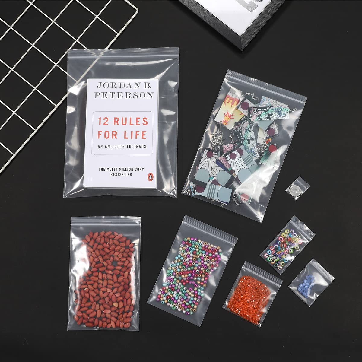 Foopama 100 PCS 6" x 9" Thick 4 Mil Clear Zip Poly Lock Plastic Bags Seal Reclosable Zip Bag Heavy-Duty Photo Cards Envelopes Snacks Seeds Zipper Bags