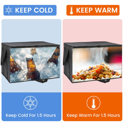 Bodaon 2-Pack Insulated Food Delivery Bag With Hard Bottom, XL Cooler Bags, grocery bags Cold/Hot Styrofoam Carrier for Doordash/Travel/Shopping/Catering/Car, Dashers Door Dash Accessories