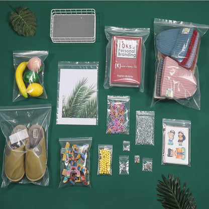 Foopama 100 PCS 10" x 13" Thick Clear Zip Poly Lock Plastic Bags Seal Reclosable Zip Bag Durable 2.4 Mil Clothing T-Shirt Toys Snacks Zipper Bags