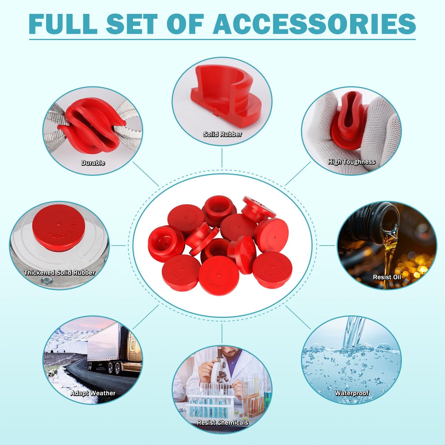 CheeMuii 4 Pack 343-4009 Trailer Hub Caps with Oil Window Cover Kit 4 Set 3434009 Aluminum Hubcaps for Trailer Axle with Extra Rubber Plugs Replace for Stemco 343-4009 359-5990