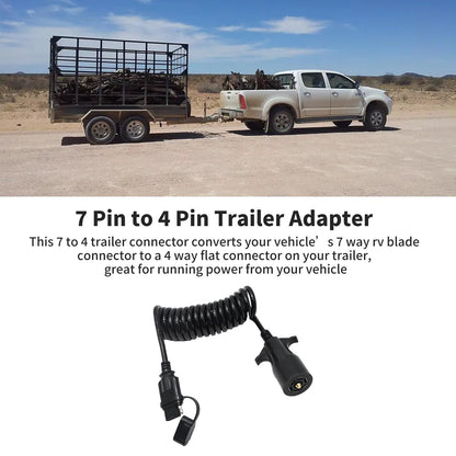 Saihisday 7 Way Blade to 4 Way Flat Trailer Adapter, 8Ft 7Way to 4Pin Extension Cord Trailer Wiring Connector Fit for Caravan RV