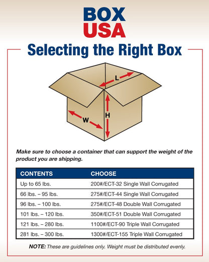 BOX USA 8x8x16 Tall Corrugated Boxes, Tall, 8L x 8W x 16H, Pack of 25 | Shipping, Packaging, Moving, Storage Box for Home or Business, Strong Wholesale Bulk Boxes