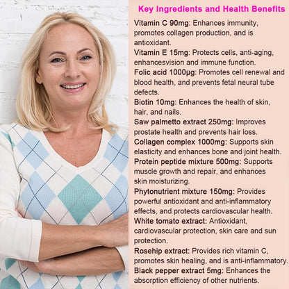 EGUOO Multivitamin for Women - Womens Multivitamin with Vitamin C, E, Biotin and Folic Acid Vitamins for Women - Womens Vitamins for Energy, Immune, Brain, Heart, Eye and Bone Health, 90 Capsules