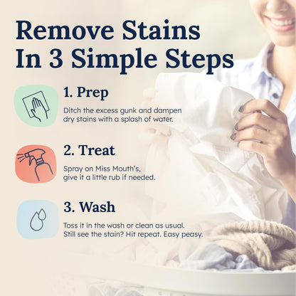 Miss Mouth's Messy Eater Stain Treater Spray - 4oz 3 Pack Stain Remover - Newborn & Baby Essentials - No Dry Cleaning Food, Grease, Coffee Off Laundry, Underwear, Fabric