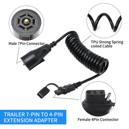 Saihisday 7 Way Blade to 4 Way Flat Trailer Adapter, 8Ft 7Way to 4Pin Extension Cord Trailer Wiring Connector Fit for Caravan RV