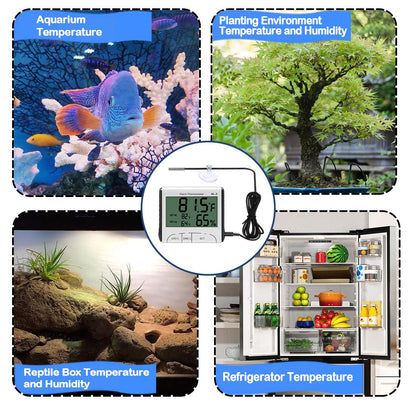 LXSZRPH Reptile Thermometer Hygrometer with High Low Temperature Alarm Digital Aquarium Thermometer with Hook and Loop Temperature Humidity Meter Gauge for Terrariums, Vivariums, Reptile Tanks (2)