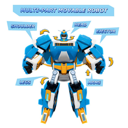 Super Wings 3-in-1 World Aircraft Transforming Robot with Light and Sound Effects, with a 2‘’ Transformable Robot Jett, Transformable Toy for Girls and Boys Aged 3 Years up, Blue