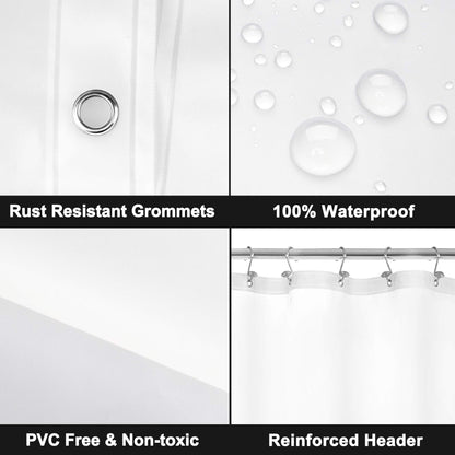 Barossa Design Clawfoot Tub Shower Curtain with 12 Magnets - 36 Metal Hooks Included, 180" W x 70" H Wrap Around, Waterproof PEVA, Metal Grommets - Frosted, 180x70