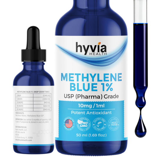 Methylene Blue 1% USP Pharmaceutical Grade For Humans - 99.99% Purity - Third-Party Tested, ISO-Certified, Formaldehyde & Alcohol Free Liquid Drops - 50mL (1.69oz) with Dropper | USA Made