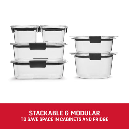 Rubbermaid Brilliance® Round and Rectangular Leak Proof Food Storage Containers, 12 Piece Set