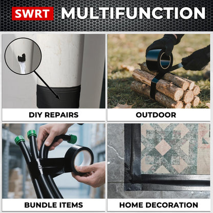 SWRT 9 Mil 5-Pack Black Heavy Duty Duct Tape Strong Adhesive, 2 in x 30 YD (Total 150YD) Duct Heavy Duty Waterproof All Weather Black Duct Tape No Residue Sealing & Patching for Indoor&Outdoor Repair