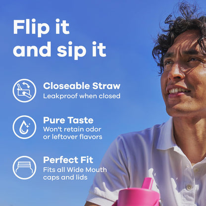 Hydro Flask 40 Oz Wide Flex Straw Cap Bottle - Insulated Stainless Steel - Wide Straw Lid, Non Spill, Leakproof in Reef