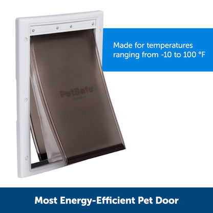 PetSafe Extreme Weather Dog Door for Exterior Door - Energy Efficient Door for Cats and Dogs –Insulated Flap System, for Large Dogs up to 100 lb - Plastic Frame