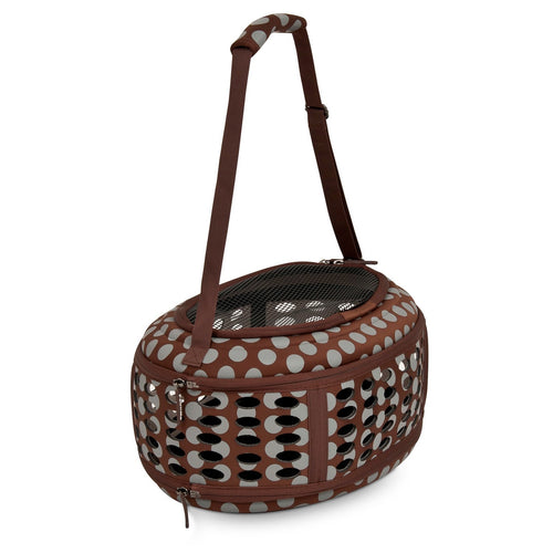 Petmate 21789 Curvations Underseat Small Pet Traveler with Dots, Brown/Gray