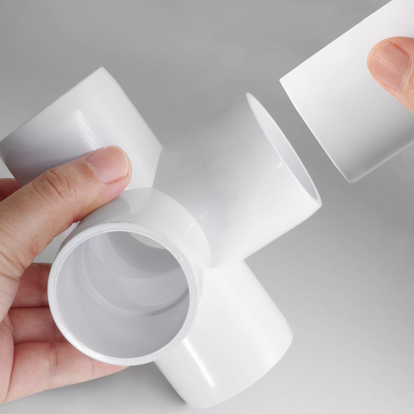 4 Way PVC Pipe Fittings 1-1/2 Inch, Zernmiarder White PVC Elbow Corner Side Outlet Tee Fitting, SCH40 Furniture Grade Pipe Connectors - Fits 1-1/2" Polyvinyl Chloride Pipes, 4 Pieces