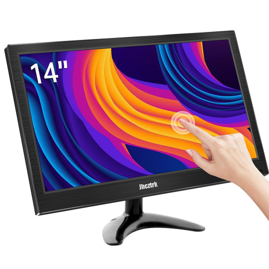 Jhcztrk 14 Inch Touchscreen Portable Monitor 1080P Touchscreen Display, 350cd/m², HDR, HDMI USB C, Built-in Speakers, VESA Compatible, Travelling Second Monitors for Laptops and Mobile Phones