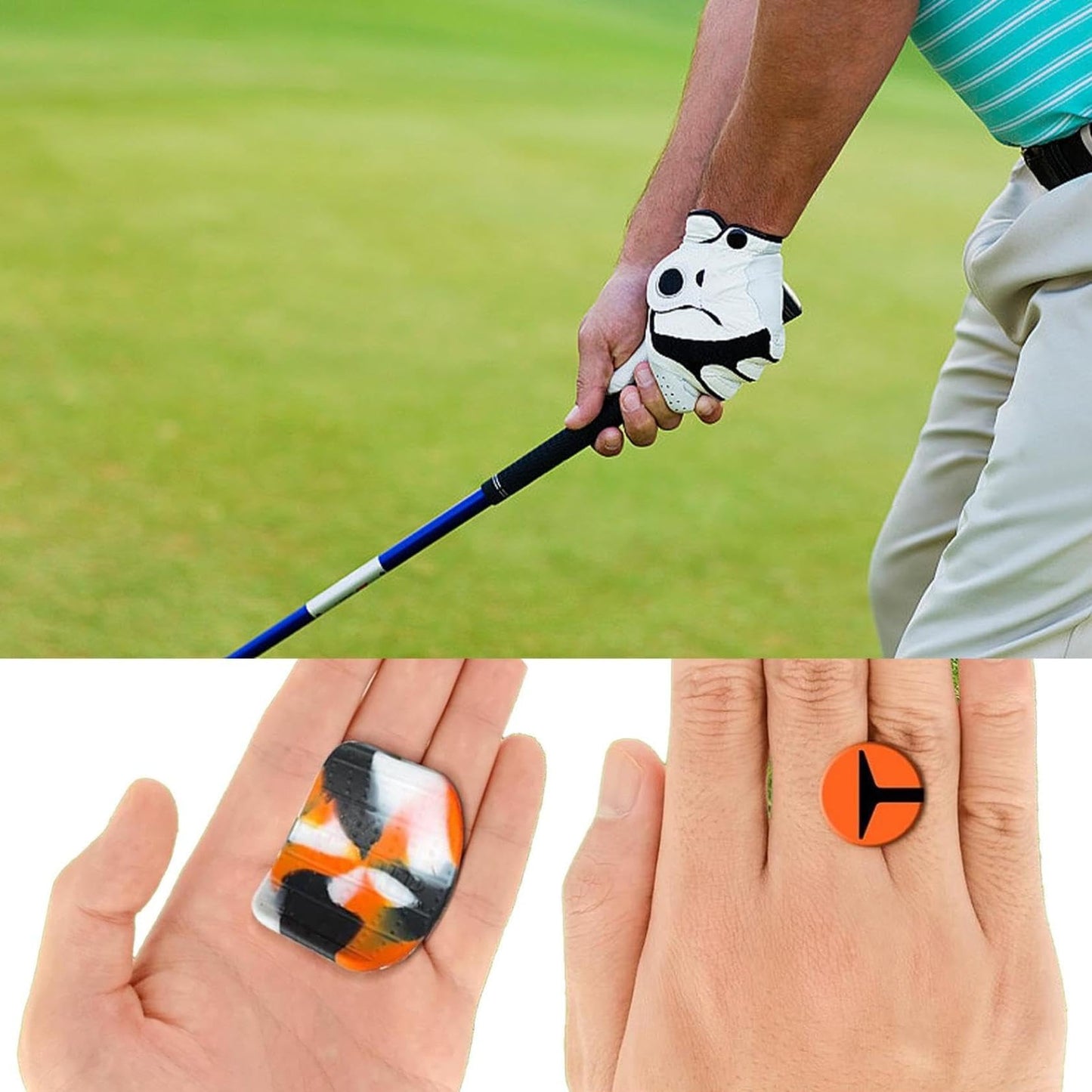 T- grip golf Training Aid,Anti-Slip Comfortable Grip Pad for Swing Practice,Golf Training Aid Accessories for Men & Women,Correct Posture Golf Club Swing Grip Pad (1Set)