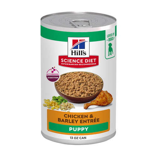 Hill's Science Diet Puppy, Puppy Premium Nutrition, Wet Dog Food, Chicken & Barley Loaf, 13 oz Can, Case of 12