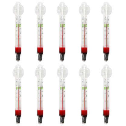 10 Pieces Floating Thermometer for Fish Tank, Digital Glass Double Scale Aquarium Thermometer with Suction Cup, Water Submersible Temperature Measurer, Waterproof Hydraulic Gauge