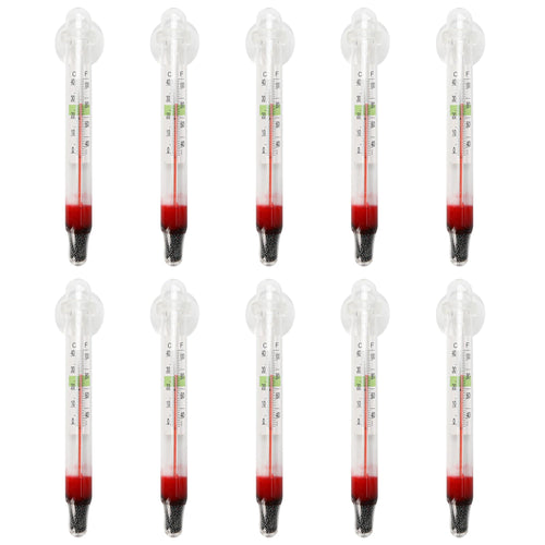 10 Pieces Floating Thermometer for Fish Tank, Digital Glass Double Scale Aquarium Thermometer with Suction Cup, Water Submersible Temperature Measurer, Waterproof Hydraulic Gauge