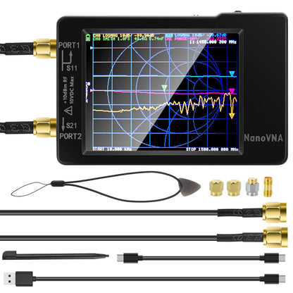 [Upgraded] AURSINC NanoVNA-H Vector Network Analyzer 10KHz -1.5GHz Latest HW V3.6 HF VHF UHF Antenna Analyzer, Measuring S Parameters, SWR, Phase, Delay, Smith Chart