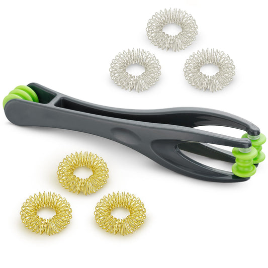 EcoEarth Finger & Hand Massager Set - 1 Dual-Sided Massage Roller, 6 Finger Massage Rings - Deep Tissue Comfort & Acupressure Therapy Tools for Arthritis, Carpal Tunnel, Stress & Pain Relief