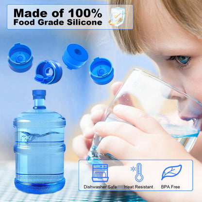 MYLOLF 3 & 5 Gallon Water Jug Cap, Reusable Food Grade Silicone Replacement Cap for 55mm Standard/Screw/Crown Tops Water Bottle and Water Dispensers, Non-Spill & Leak Free - 12PCS