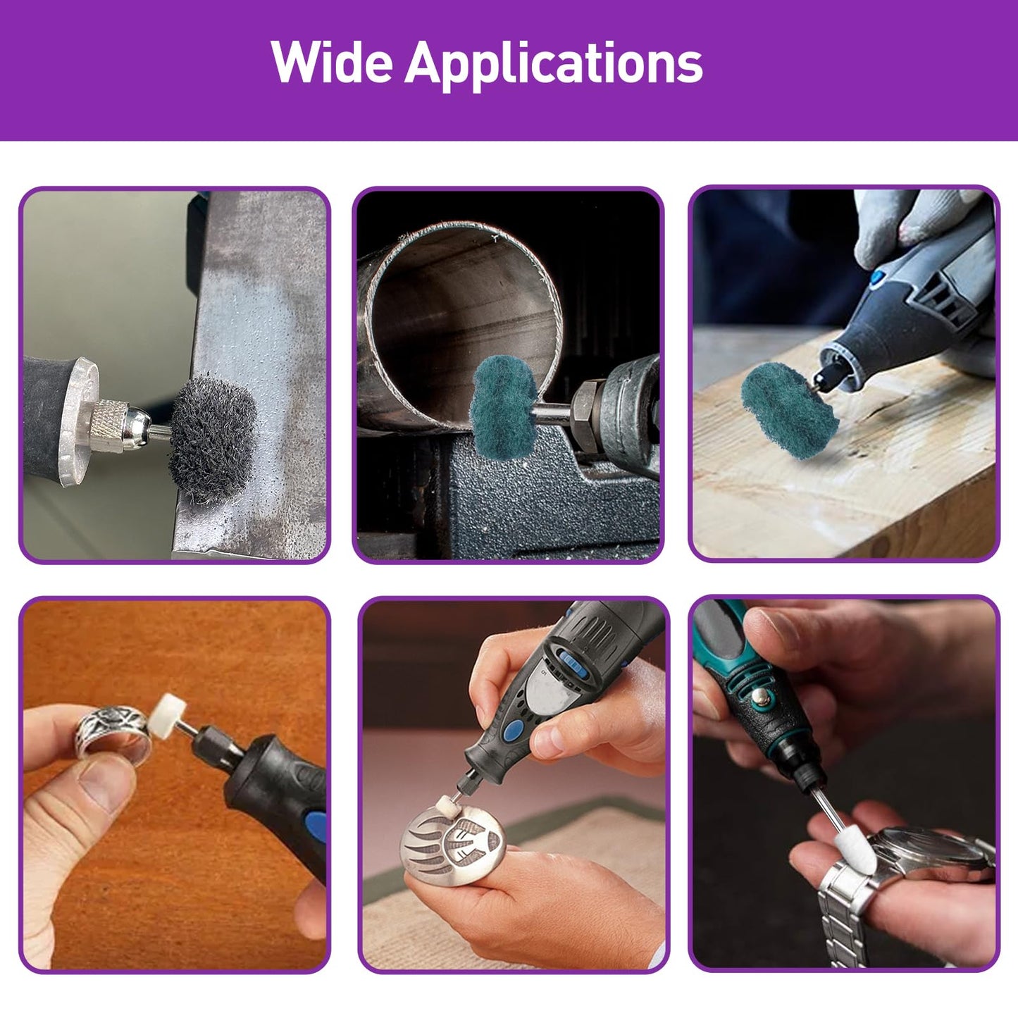 120 PCS Polishing Kit for Dremel, Abrasive Buffing Wheels for Rotary Tool Accessories with 1/8 Inch Shank, Polishing Bits for Metal Wood Watch Jewelry Brass