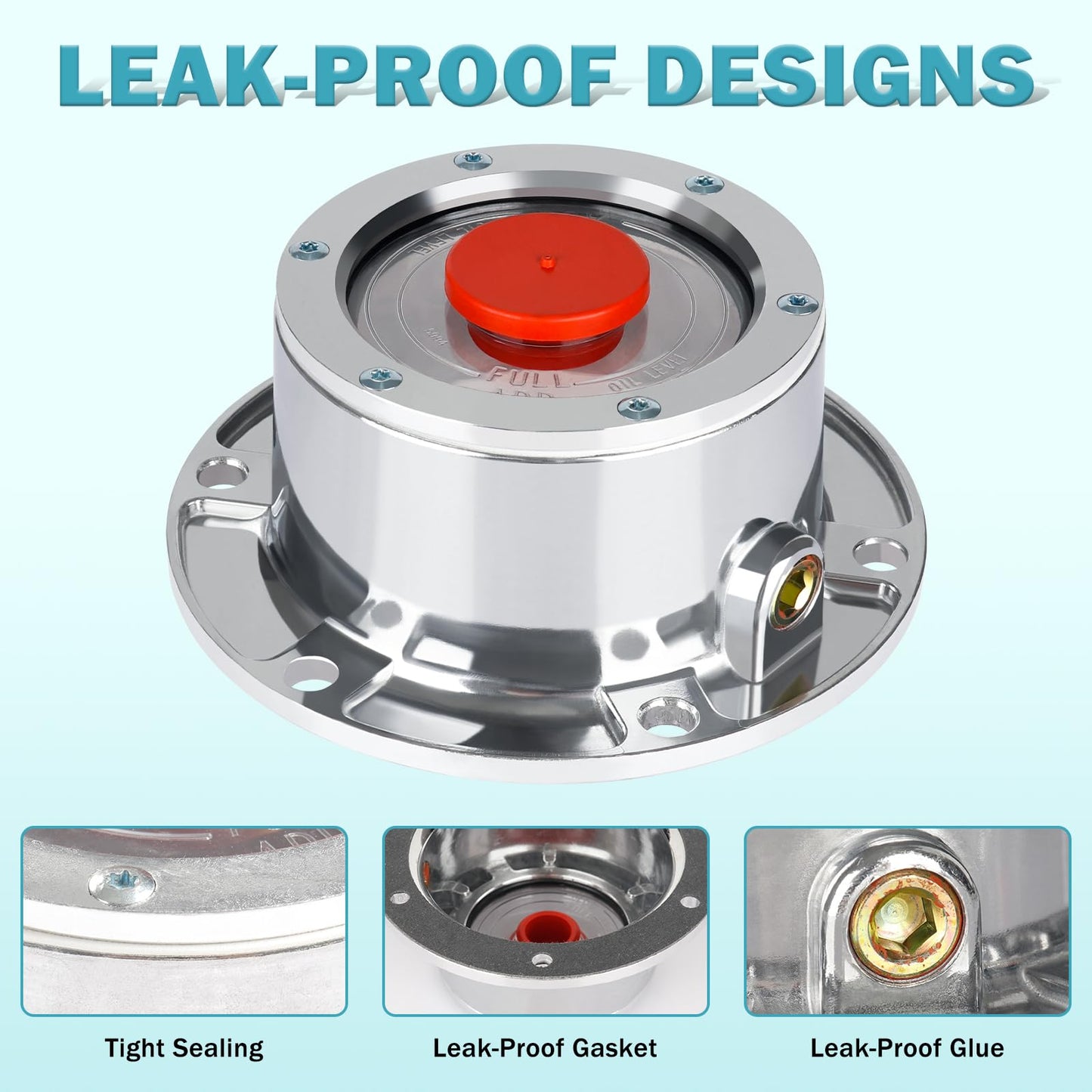 CheeMuii 4 Pack 343-4009 Trailer Hub Caps with Oil Window Cover Kit 4 Set 3434009 Aluminum Hubcaps for Trailer Axle with Extra Rubber Plugs Replace for Stemco 343-4009 359-5990