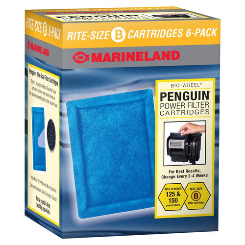 Marineland Penguin Power Filter Cartridge Rite-Size B, 6 Count, Replacement Cartridge For Aquarium Filtration