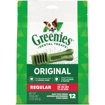 Greenies Original Regular Dental Dog Treats, 12 oz. Pack (12 Treats)