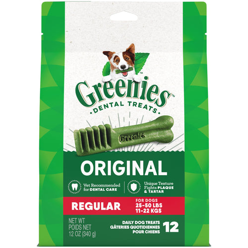 Greenies Original Regular Dental Dog Treats, 12 oz. Pack (12 Treats)