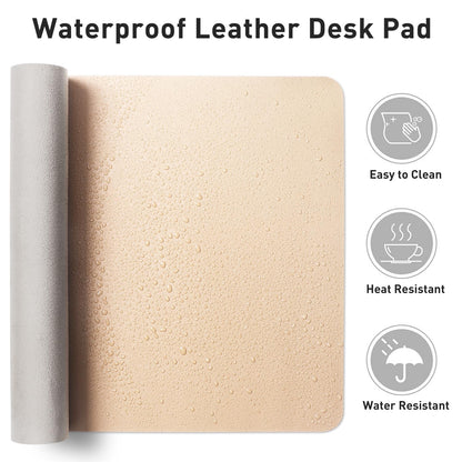 Aothia Large PU Leather Desk Pad Protector – Non-Slip Mouse Pad & Writing Mat for Office/Home, Waterproof, Easy to Clean (48" x 17", Soft Peach)