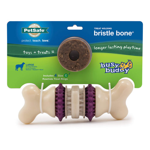 PetSafe Busy Buddy Bristle Bone, Large, Helps Keep Your Dog's Teeth Clean, Long-Lasting Playtime