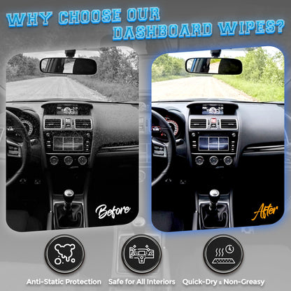 MAX MANUFACTURING Car Wash Wipes with Refreshing Lemon Scent, Pack of 100 Individually Wrapped Wipes, Dashboard Car Accessories Travel Essentials