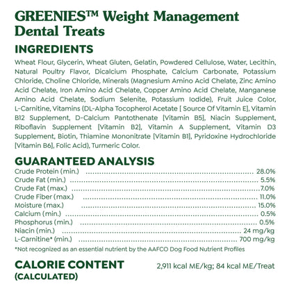 Greenies Weight Management Teenie Dog Dental Chews Weight Control Dog Treats, 27 oz. Pack (96 Treats)