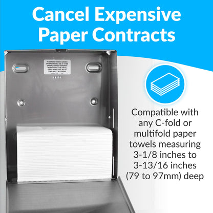 Bobrick B-2620 Surface Mounted Paper Towel Dispenser - Stainless Steel Commercial Bathroom Towel Dispenser with Knob-Latch 400 C-Fold or 525 Multifold Capacity