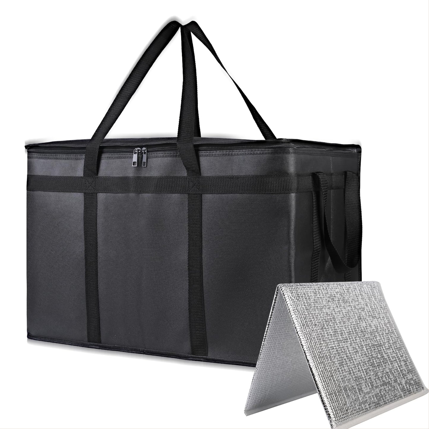 Bodaon Insulated Food Delivery Bag With Hard Bottom, XXXL Pizza Cooler Bags, Grocery Shopping and Catering Thermal Cold/Hot Styrofoam Carrier for Doordash/Travel/Car, Dashers Door Dash Accessories