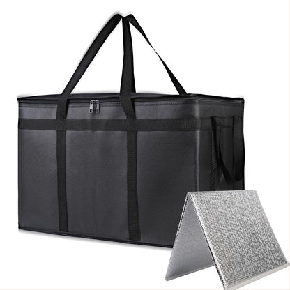 Bodaon Insulated Food Delivery Bag With Hard Bottom, XXXL Pizza Cooler Bags, Grocery Shopping and Catering Thermal Cold/Hot Styrofoam Carrier for Doordash/Travel/Car, Dashers Door Dash Accessories