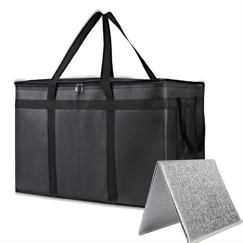 Bodaon Insulated Food Delivery Bag With Hard Bottom, XXXL Pizza Cooler Bags, Grocery Shopping and Catering Thermal Cold/Hot Styrofoam Carrier for Doordash/Travel/Car, Dashers Door Dash Accessories
