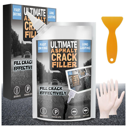 Asphalt Crack Filler, High Elasticity Asphalt Driveway Crack Filler, Self Leveling Asphalt Sealant for Filling in Cracks on Driveway and Road, Blacktop Concrete Joint Filler 17.6 Floz