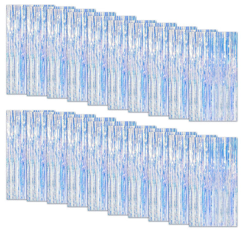 20 Pack Foil Curtain Backdrop Iridescent Metallic Tinsel Foil Fringe Curtains Photo Booth Props for Birthday Wedding Engagement Baby Shower Bachelorette Christmas Holiday Celebration Party Decoration