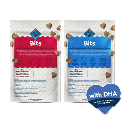 Blue Buffalo Bits Soft Dog Treats for Training, Made With Natural Ingredients & Enhanced with DHA, Chicken & Beef 19-oz Variety Pack, 2 ct