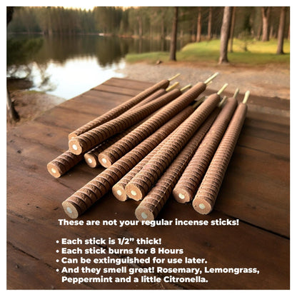FRANK's SKEETER STICKS | Mosquito Repellent Incense Sticks, Proven, Clean Ingredients Citronella, Lemongrass, Rosemary, Peppermint oils. Perfect for Yard, Camping, Party. Each Stick Protects for 8hrs.