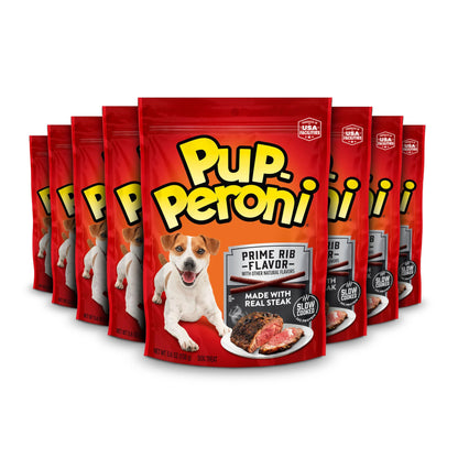 Pup-Peroni Dog Treats, Prime Rib Flavor, 5.6 Ounce (Pack of 8), Made with Real Steak